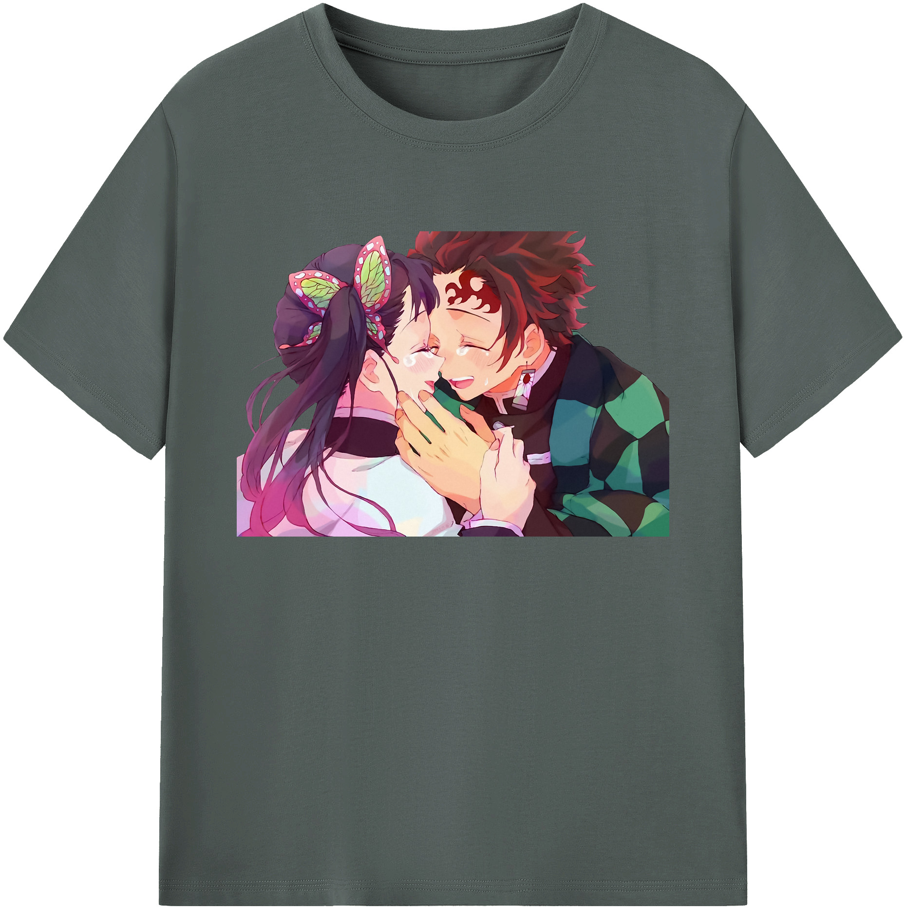 （画像用） 鬼滅の刃 竈門 炭治郎／かまど たんじろう Kamado Tanjirou 綿100％ メンズ半袖Tシャツ｜肌触りやわらか＆通気性